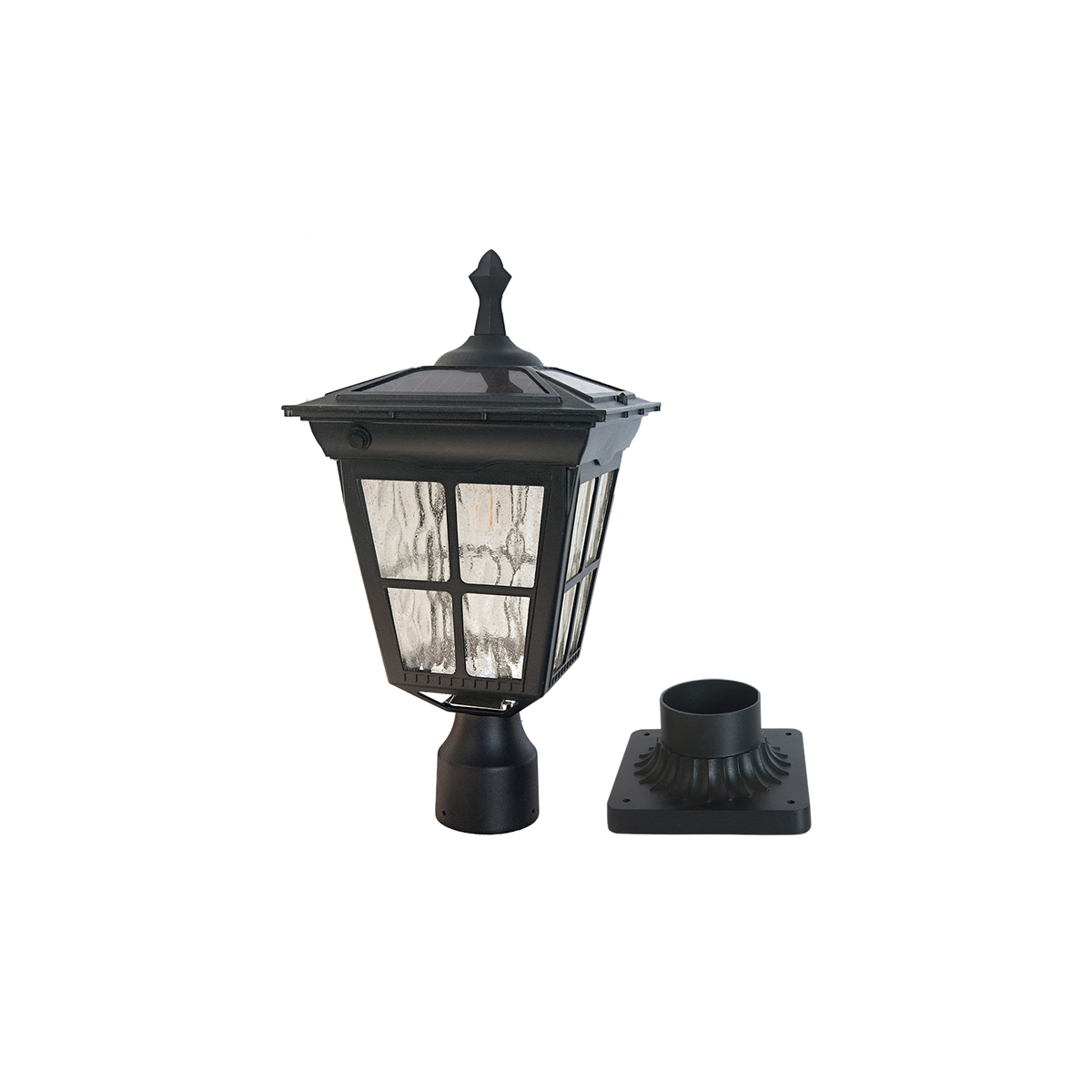 Kemeco BST431102 black cast aluminum solar post light with transparent background