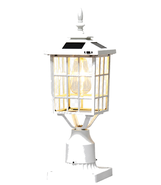 Kemeco ST4224Q-W compact white solar post light with transparent background