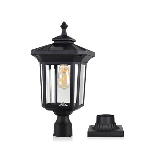 Kemeco ST4346Q-2025 large black solar post light with transparent background